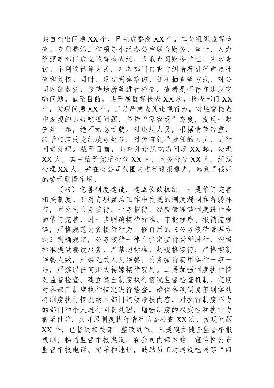 国有企业关于违规吃喝专项整治工作情况总结_第3页