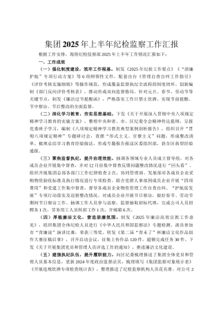 集团2025年上半年纪检监察工作汇报