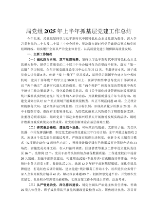 局党组2025年上半年抓基层党建工作总结