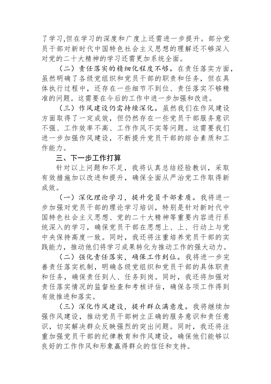 领导个人2025年上半年推动全面从严治党情况报告材料_第3页