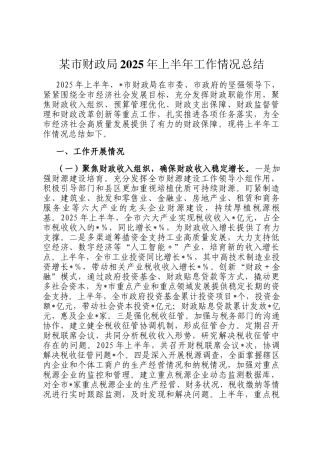 某市财政局2025年上半年工作情况总结