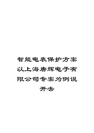 智能电表保护方案以上海唐辉电子有限公司专案为例说开去模板