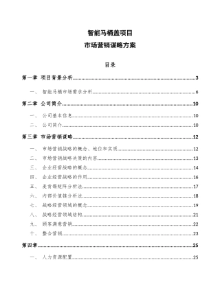 智能马桶盖项目市场营销谋略方案-参考