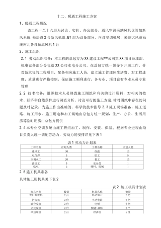 暖通工程施工组织方案