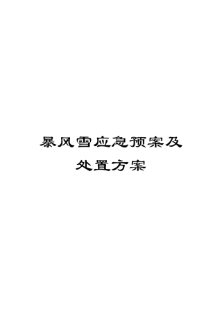 暴风雪应急预案及处置方案模板