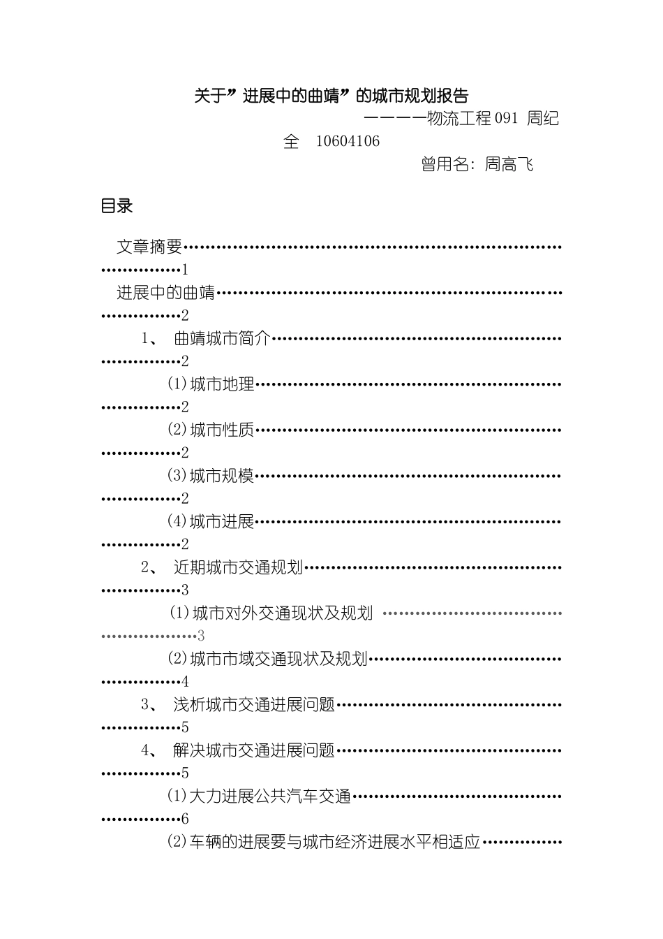 曲靖城市规划报告模板_第2页