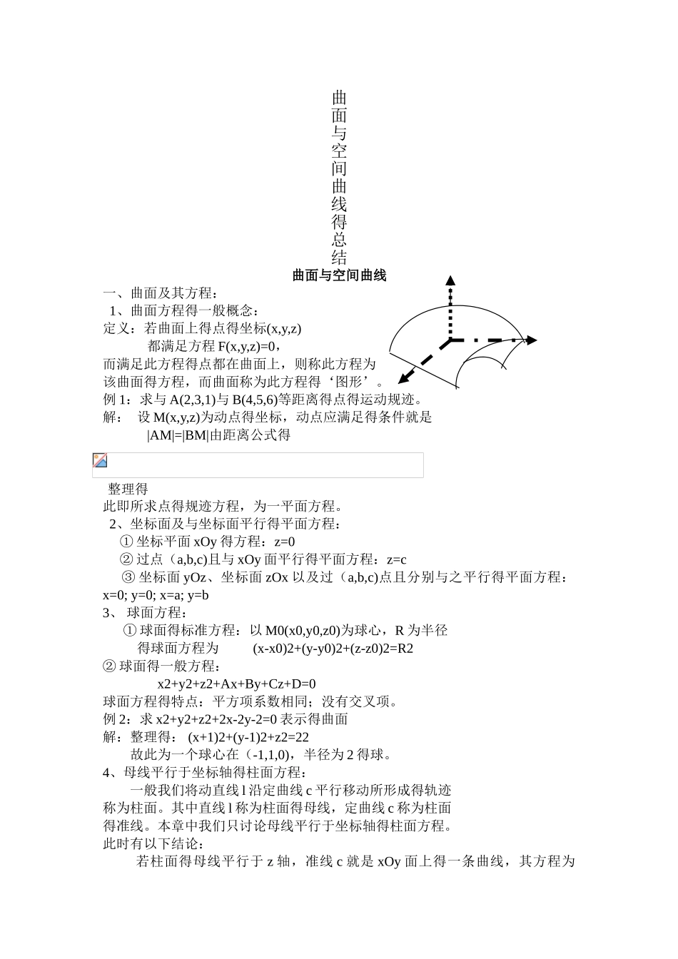 曲面与空间曲面的总结_第1页