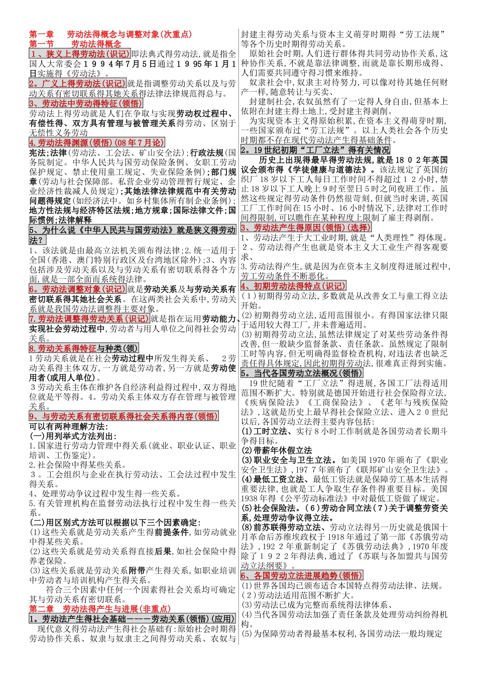 最好的自考劳动法笔记_第1页