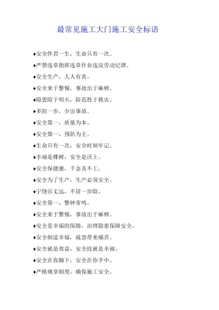 最常见施工大门施工安全标语