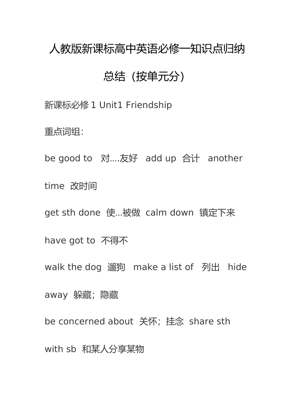 最新人教新课标高中英语必修一知识点详细归纳总结_第2页
