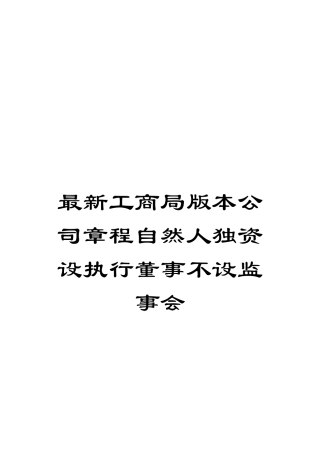 最新工商局版本公司章程自然人独资设执行董事不设监事会
