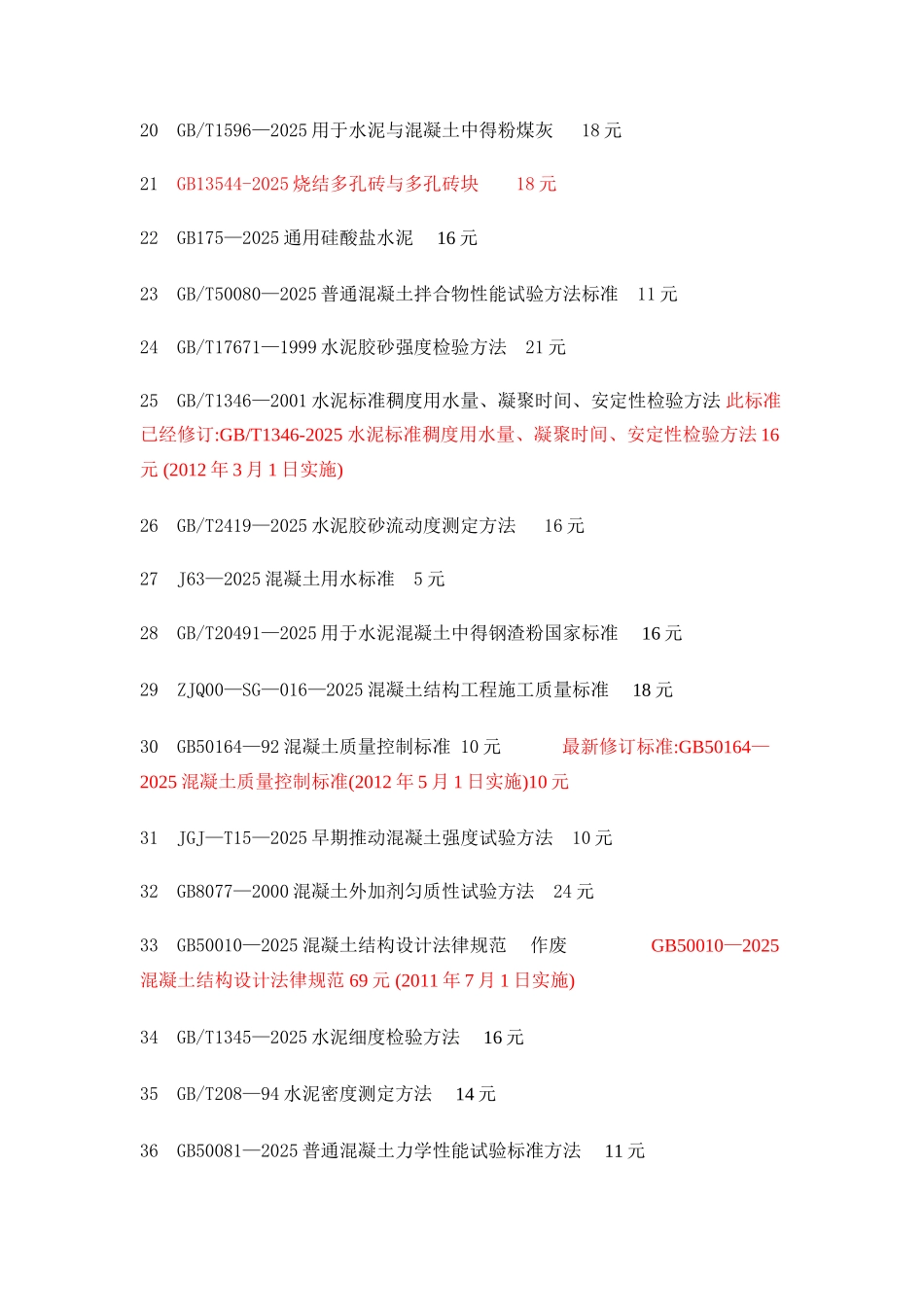 最新混凝土标准清单_第2页