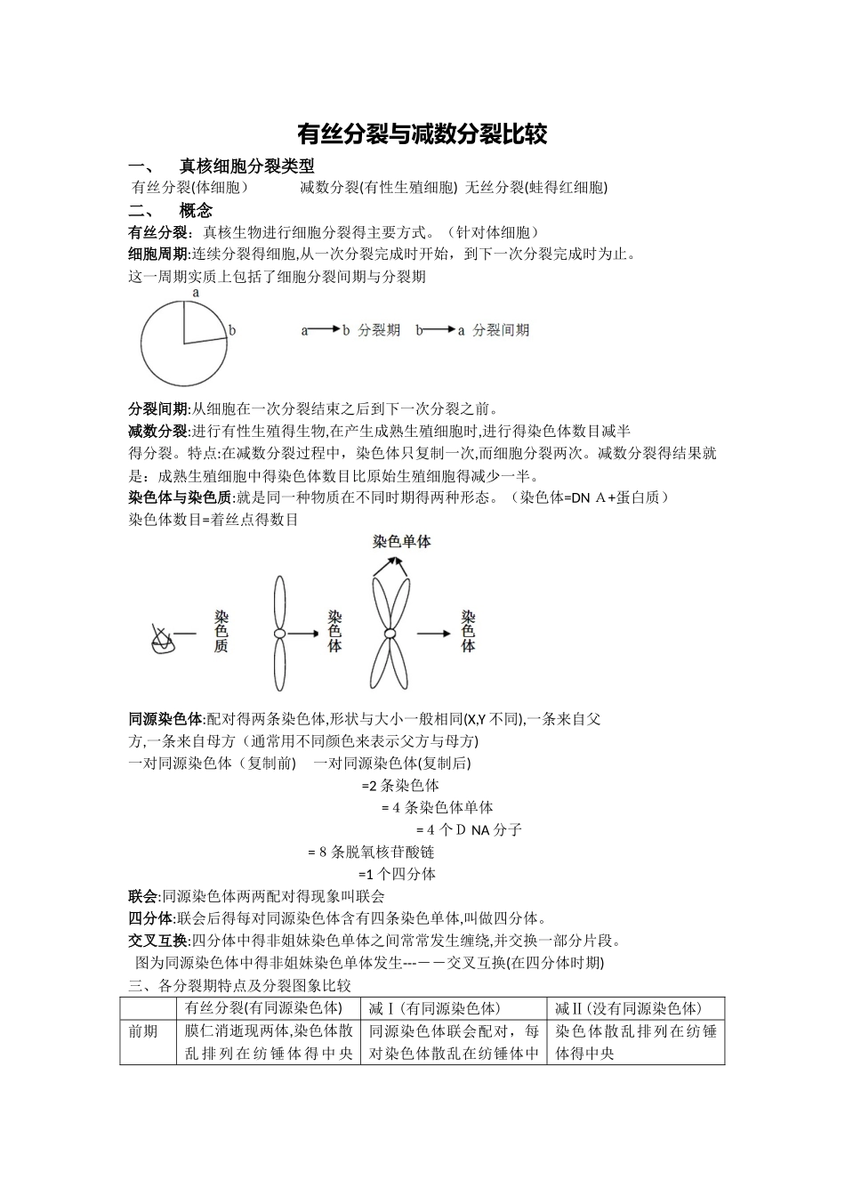 有丝分裂和减数分裂比较_第1页