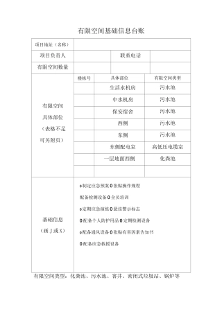 有限空间基础信息台账