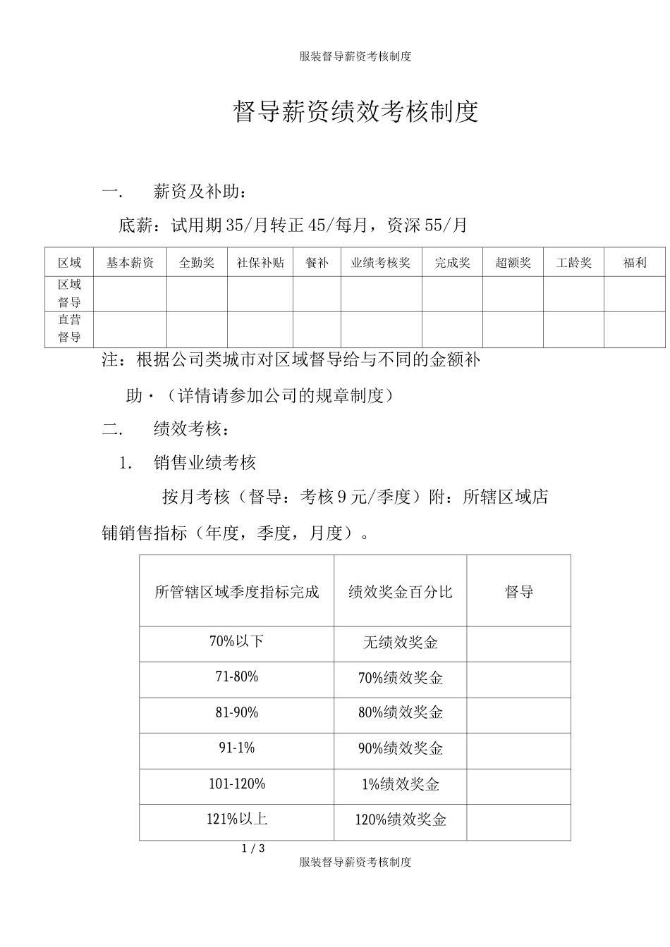 服装督导薪资考核制度_第1页