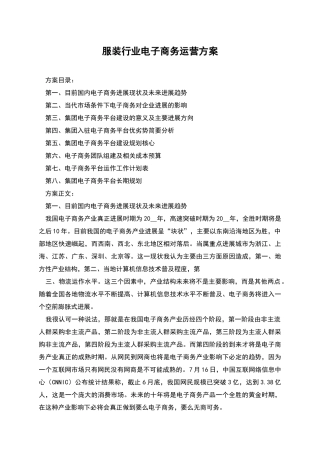 服装行业电子商务运营方案