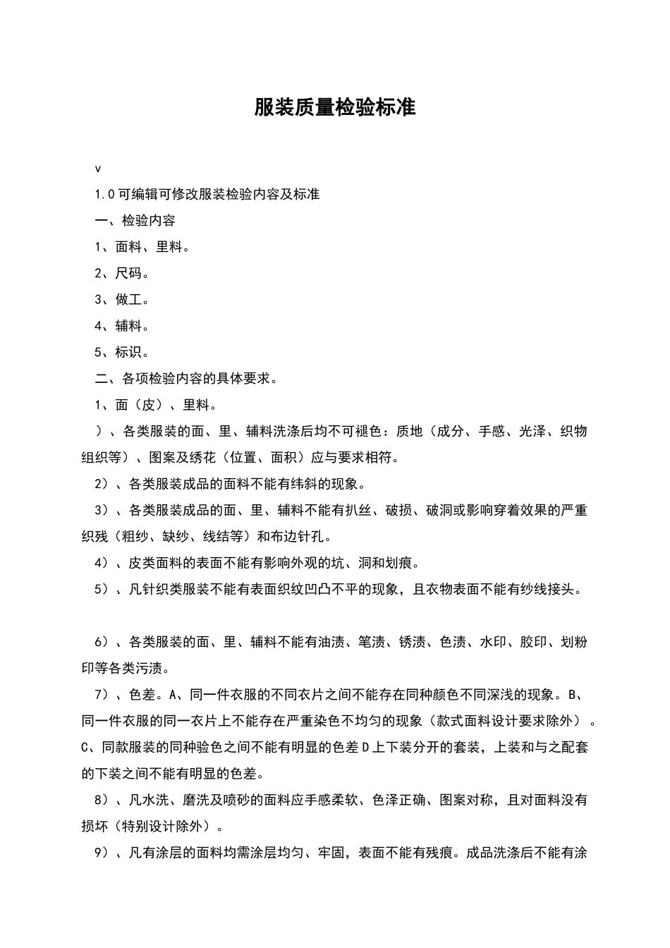 服装质量检验标准_第1页