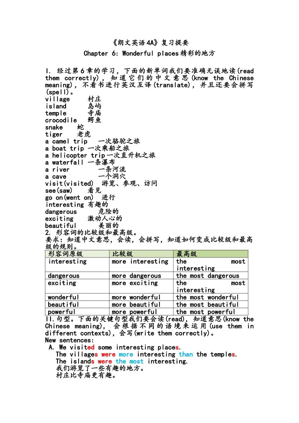 朗文4A Chapter 6复习提要_第1页