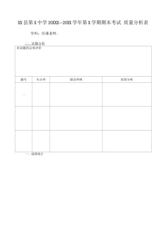 期末成绩质量分析模板