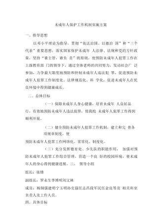 未成年人保护机制实施方案与工作总结