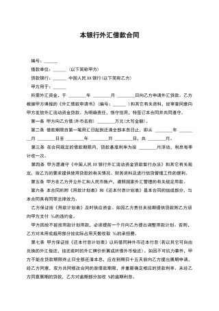 本银行外汇借款合同