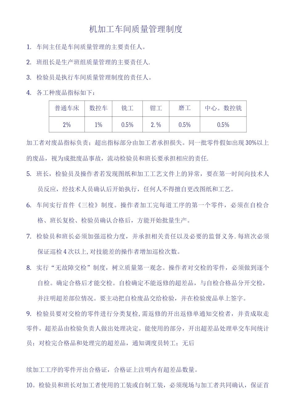 机加工车间质量管理制度_第1页