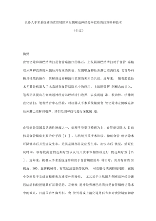机器人手术系统辅助食管切除术左侧喉返神经旁淋巴结清扫策略和技术