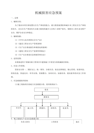 机械伤害应急预案(内容)