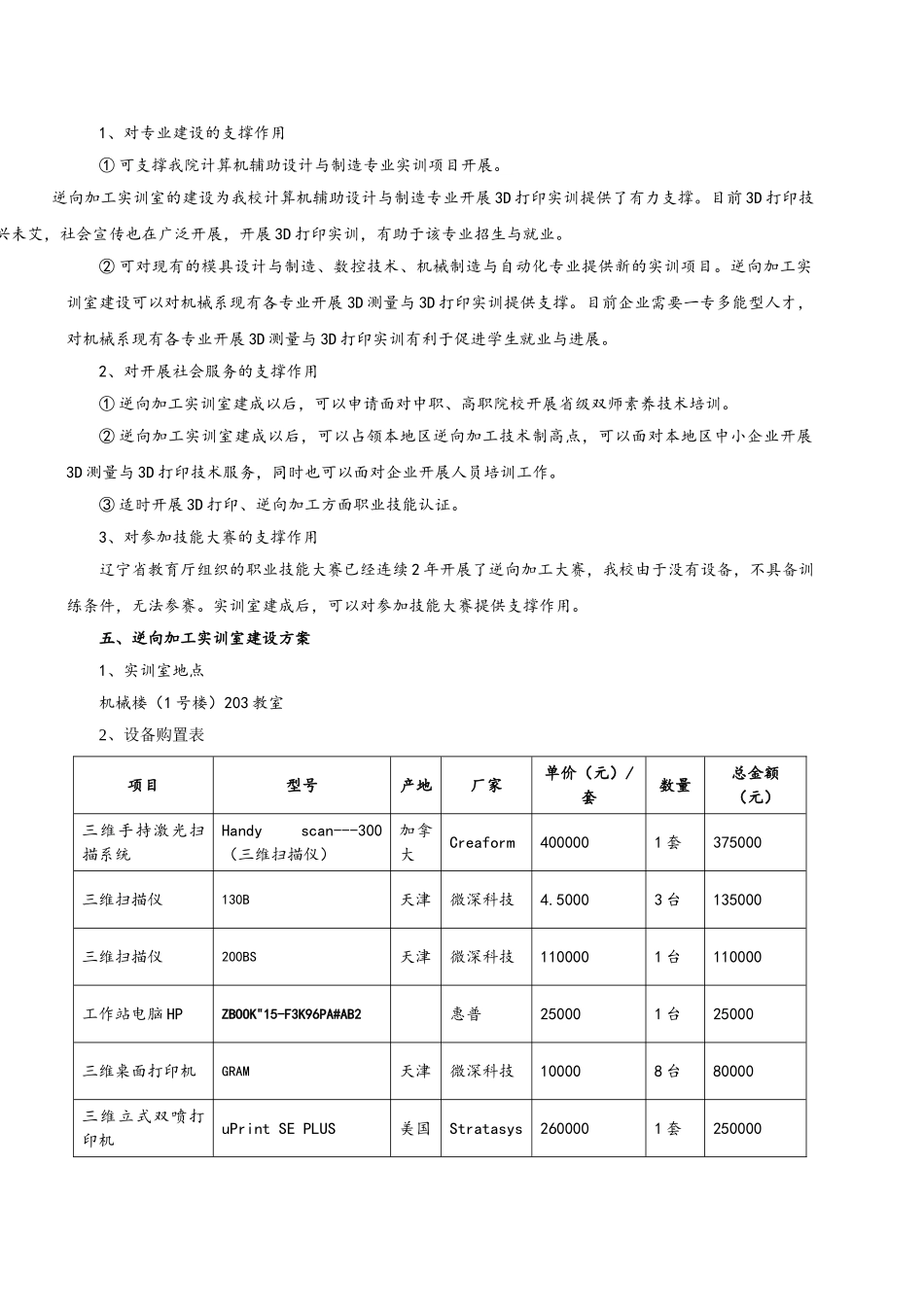 机械工程系逆向加工实训室建设方案_第2页