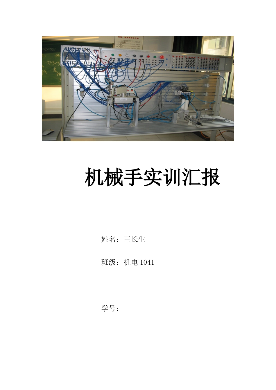 机械手实训报告_第1页