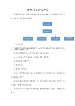 机械设备供货方案