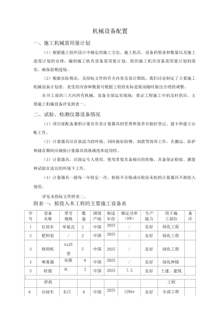 机械设备配置