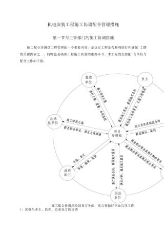 机电安装工程施工协调配合管理措施