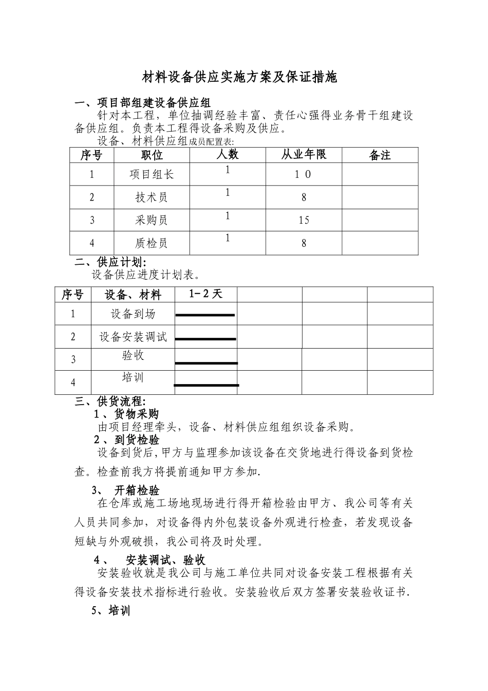 材料设备的供应实施方案_第1页