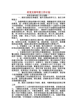 村党支部年度工作计划