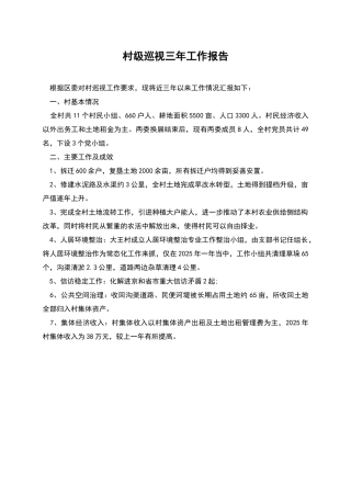 村级巡视三年工作报告