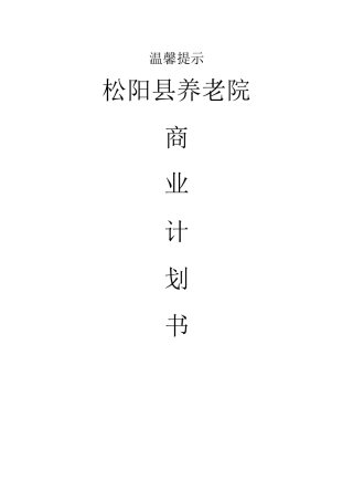 松阳县养老院商业计划书