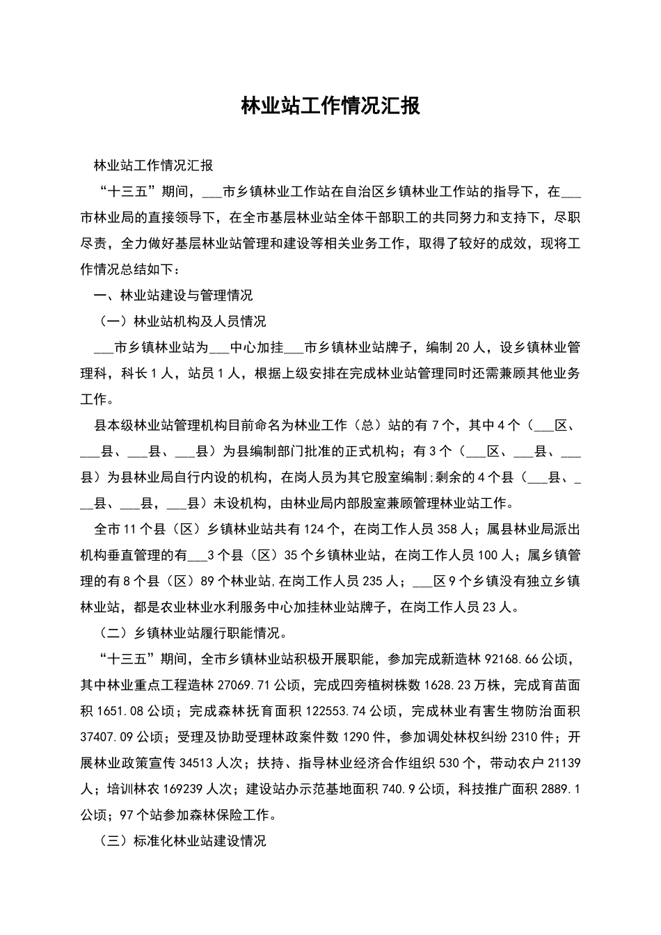 林业站工作情况汇报_第1页