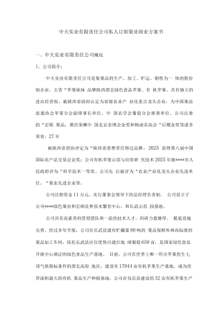 果业集团商业计划书