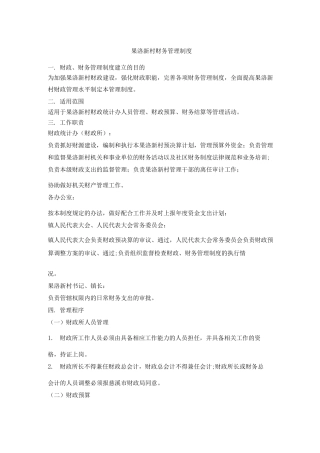 果洛新村财务管理制度