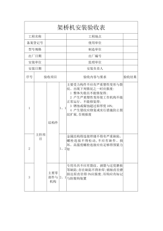 架桥机安装验收表