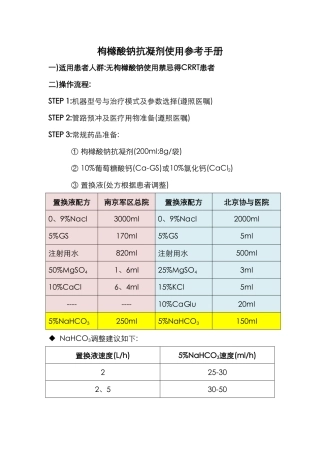 枸橼酸钠抗凝剂使用参考手册