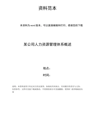 某公司人力资源管理体系概述