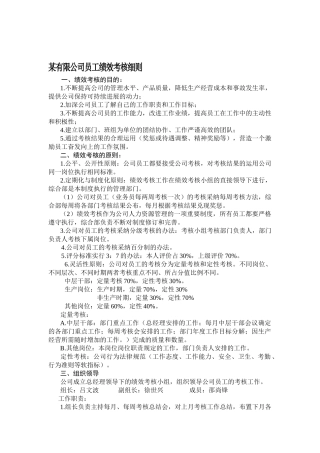 某公司员工绩效考核细则