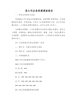 某公司应急资源调查报告