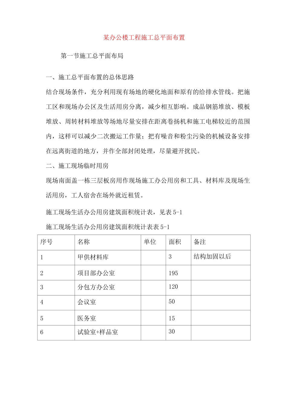某办公楼工程施工总平面布置_第1页