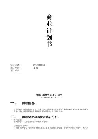 某团购网商业计划书
