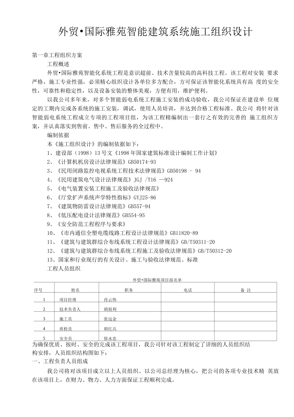 某小区智能化系统施工组织设计方案_第1页