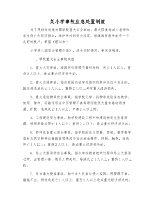 某小学事故应急处置制度