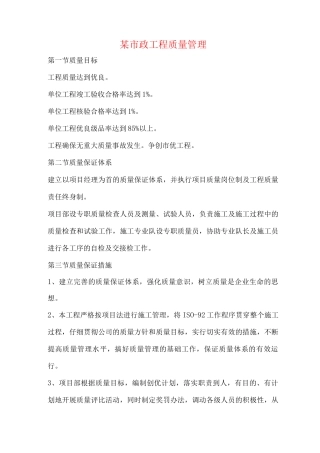 某市政工程质量管理